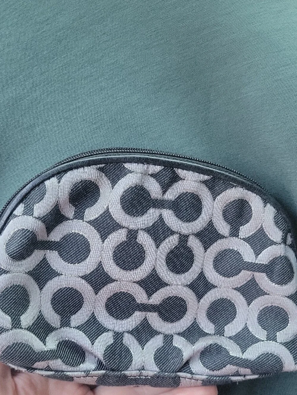 Coach Madison Black and Gray Signature Cosmetic Pouch